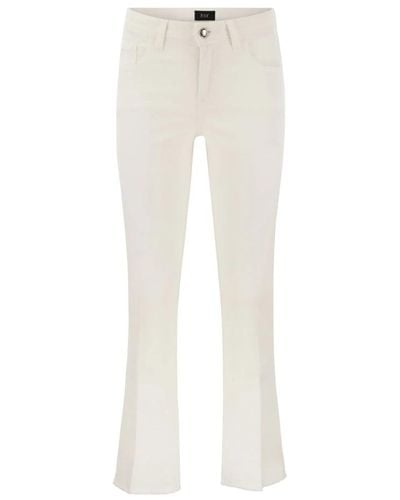 Fay Pantaloni in cotone elasticizzato con 5 tasche e orlo sfilacciato - Bianco