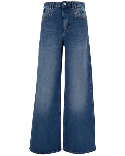 Isabel Marant Flared leg jeans mit leder-logo-patch - Blau