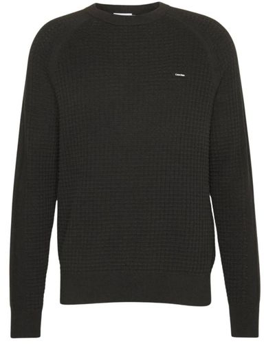 Calvin Klein Maglioni neri con maniche testurizzate - Nero