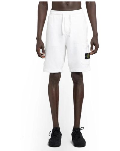 Stone Island Weiße bermuda-shorts mit taschen,casual denim shorts für männer