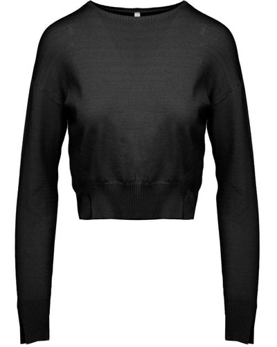 Bomboogie Suéter corto de cuello redondo con aberturas - Negro