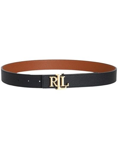 Ralph Lauren Cinturón reversible de mujer con placa de logo - Marrón