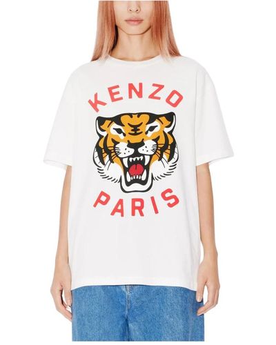 KENZO Lucky tiger oversize unisex t-shirt - Blanco