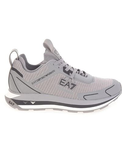 EA7 Sneakers grigie chiaro con aquile in metallo - Grigio