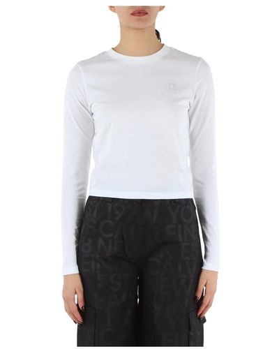 Calvin Klein Magliette a maniche lunghe con logo patch - Bianco