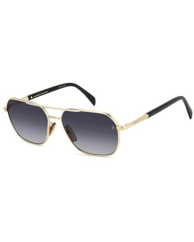 David Beckham Gold schwarze sonnenbrille mit dunkelgrau shaded gläsern - Blau