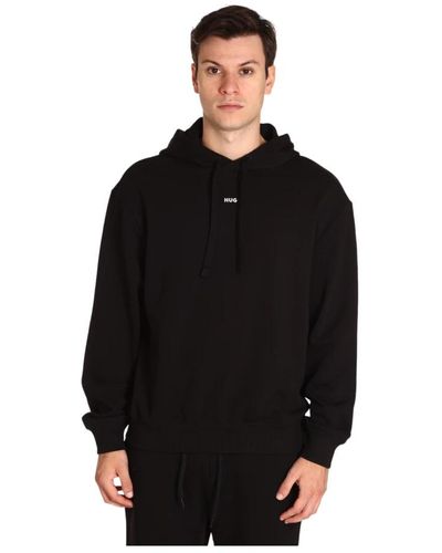 BOSS Schwarzer hoodie mit elastischen bündchen und saum
