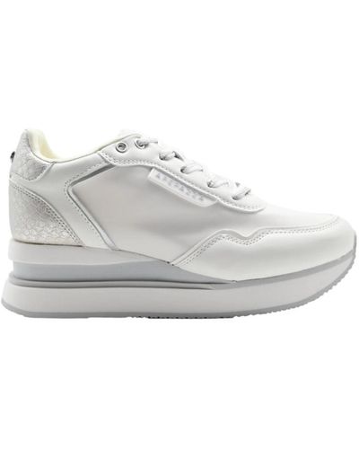 Apepazza Weiße silberne mid-high sneakers