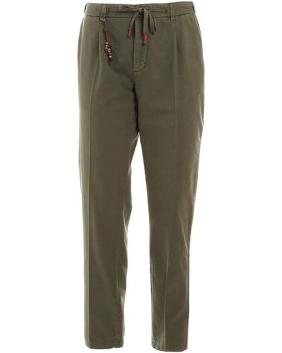 Yes-Zee Pantaloni in cotone elasticizzato vestibilità regolare - Verde