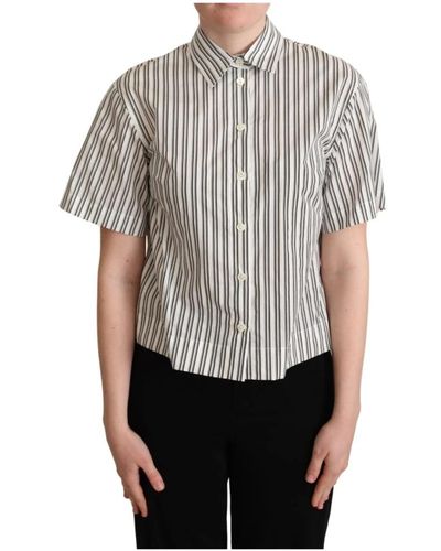 Dolce & Gabbana Camiseta polo de algodón a rayas - Gris
