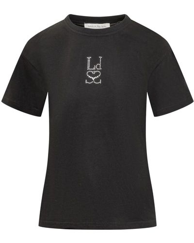 Ludovic de Saint Sernin Camiseta negra con monograma de pedrería - Negro