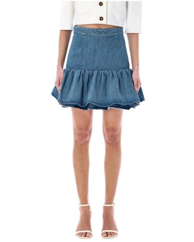 Patou Denim mini skirt ruffle - Blu