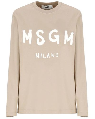 MSGM Long Sleeve Tops - Natural