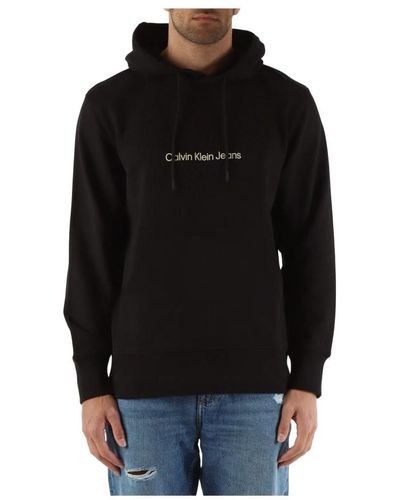 Calvin Klein Baumwoll-hoodie mit logodruck - Schwarz