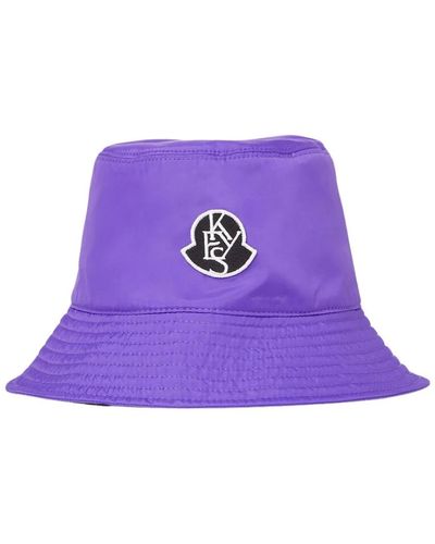 Moncler Stylischer Logo Patch Bucket Hat - Lila