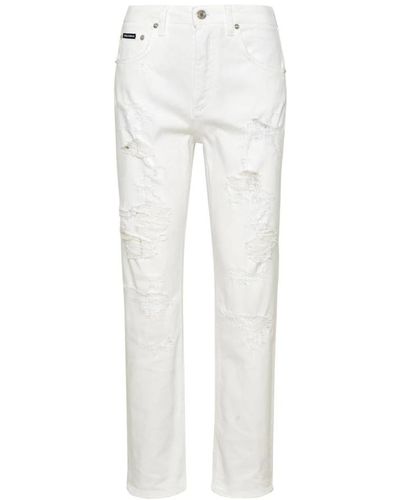 Dolce & Gabbana Stilvolle weiße baumwoll boyfriend jeans