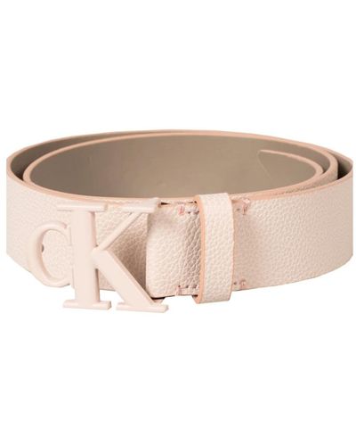 Calvin Klein Cintura in pelle con fibbia in smalto opaco - Rosa