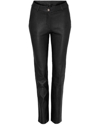 Notyz Pantalones de cuero ajustados y elegantes - Negro