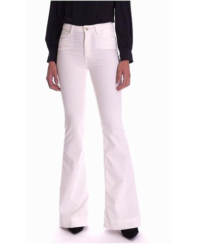 Trussardi Pantalone in velluto a coste jeans a zampa - Blanco