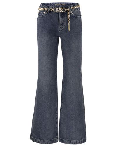 Michael Kors Jeans a zampa in denim con cintura a catena - Blu