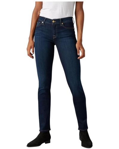 7 For All Mankind Bair -Indigo Mid Rise Roxanne Jeans gespült - Blau