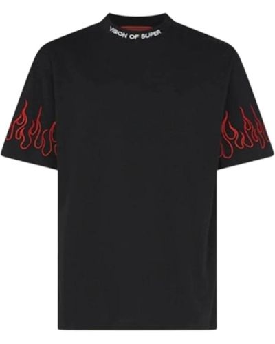Vision Of Super Magliette nera con fiamme rosse - Nero