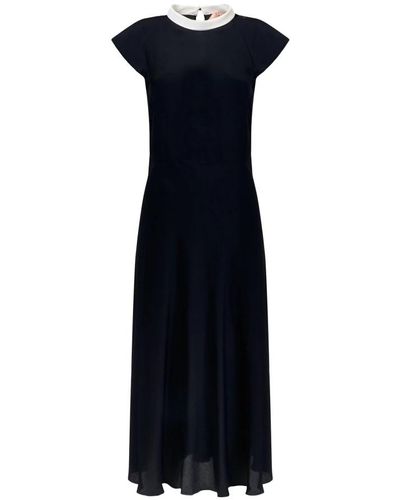 N°21 Vestido negro/blanco seda/acetato - Azul
