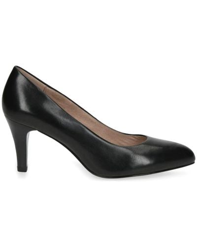 Caprice Zapatos de tacón de cuero negro para mujer