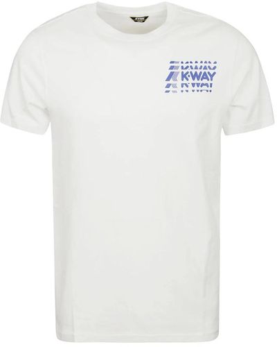 K-Way Bequemes und stilvolles Herren T-Shirt mit Logo - Weiß