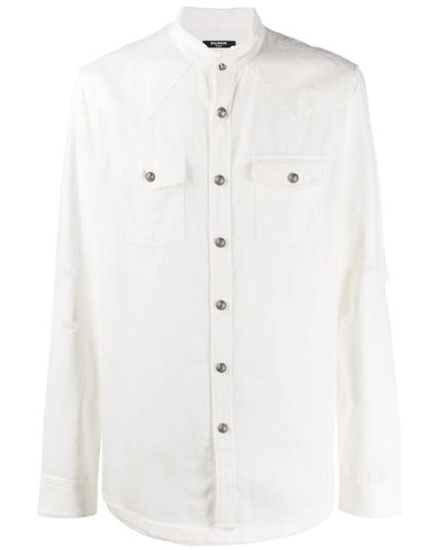 Balmain Luxuriöses Baumwoll-Denim Hemd - Weiß