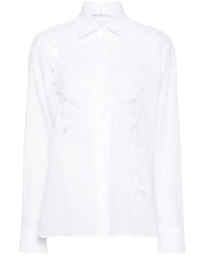 Ermanno Scervino Camicia bianca in voile ricamata - Bianco
