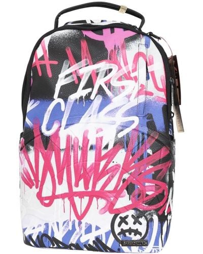 Sprayground Gemusterter rucksack mit vordertasche und reißverschluss - Pink