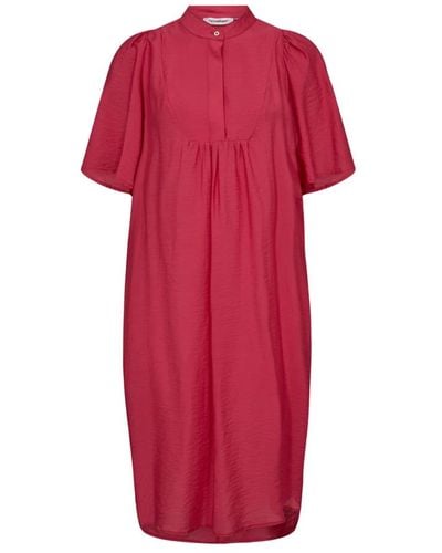 co'couture Kleid mit volantdetails und kurzarm - Rot