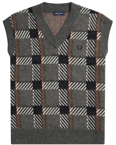 Fred Perry Sleeveless Knitwear - Grey
