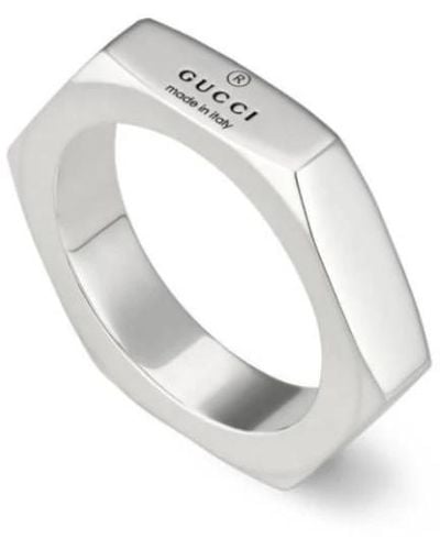 Gucci Anello in argento sterling con marchio - Metallizzato
