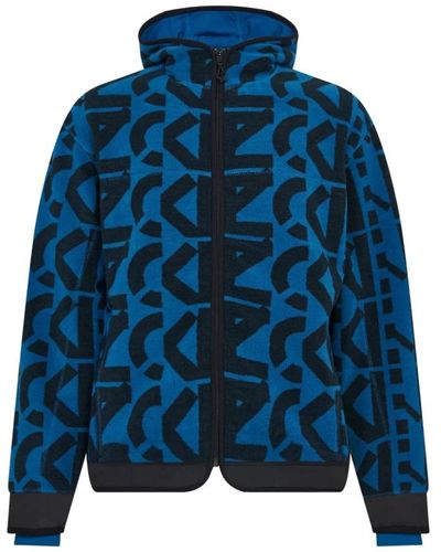 KENZO Monogramm zipped hoodie ink sweatshirt - Blau