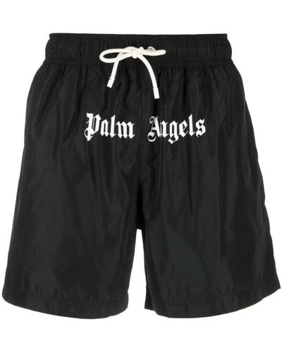Palm Angels E Badehose mit Logo-Print - Schwarz
