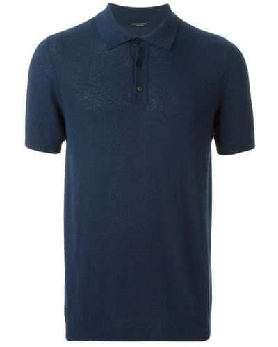 Roberto Collina Klassisches polo-shirt für männer - Blau