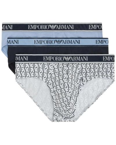 Emporio Armani Pack composto da 3 slip con elastico con elastico logato coordinati95% cotone 5% elastan - Grigio