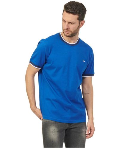 Harmont & Blaine Blaues sportliches t-shirt mit gestreiftem detail