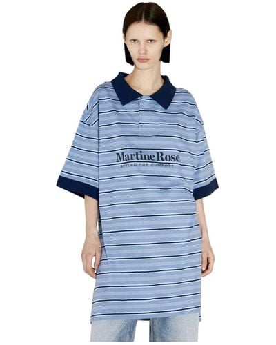 Martine Rose Polo a rayas de jersey elástico - Azul