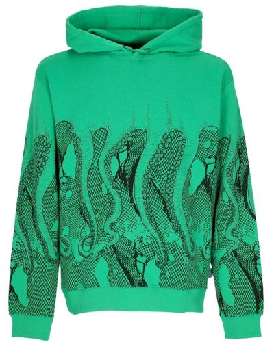 Octopus Grüner fishnet leichter hoodie streetwear