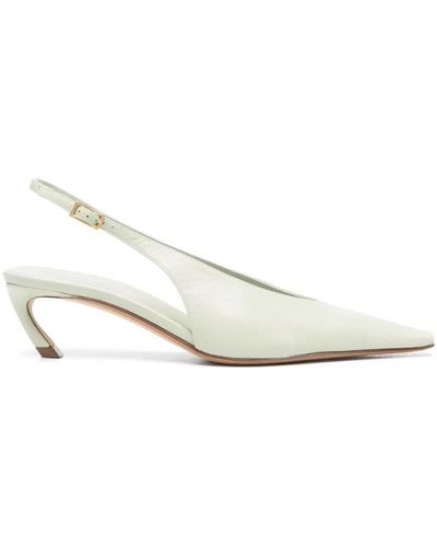 Lanvin Sage Green Pointed-Toe Slingback Pumps - Weiß