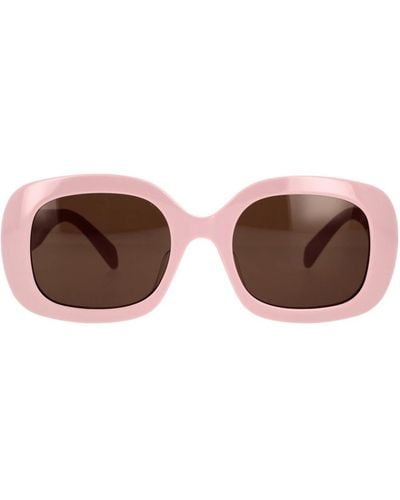 Celine Geometrische sonnenbrille aus rosa acetat mit braunen organischen gläsern