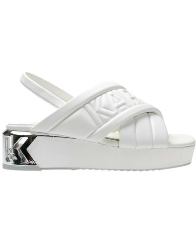 Karl Lagerfeld Sandals with k-blok strips and wedge - Blanc