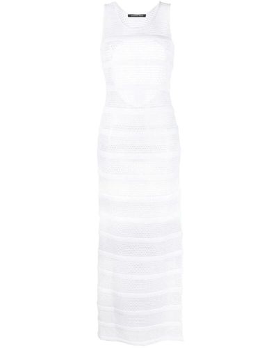 Antonino Valenti Vestido maxi de malla transparente - Blanco