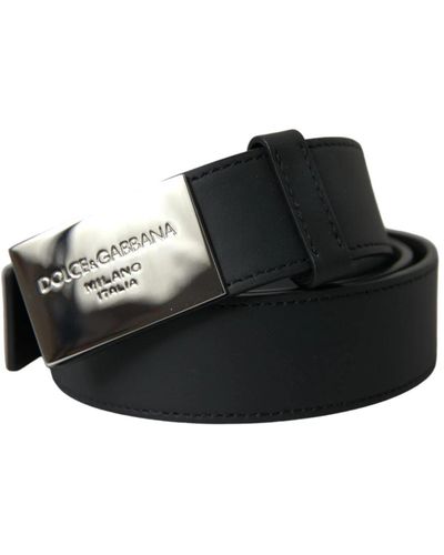 Dolce & Gabbana Cintura in pelle con fibbia metallica logo - Nero