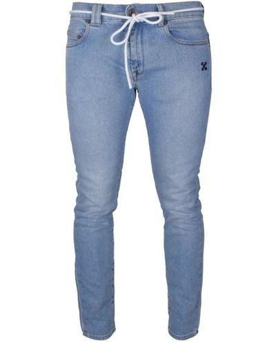 Off-White c/o Virgil Abloh Blaue slim jeans mit kordelzug in der taille