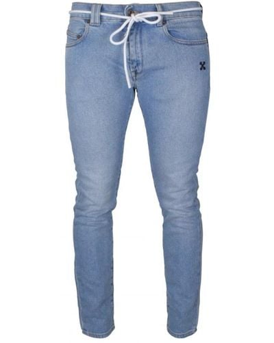 Off-White c/o Virgil Abloh Jeans slim blu con cintura con coulisse