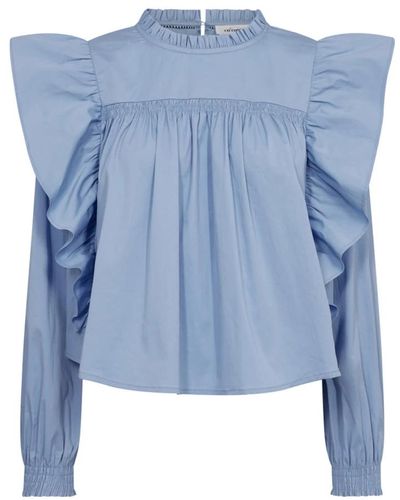 co'couture Cottoncc crisp frill blusa azul cielo